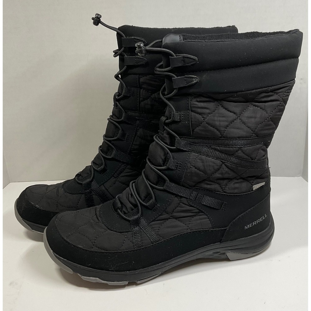Merrell approach Tall Shell Womens Black Waterproof Insulated Winter Boots  10